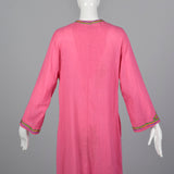 1970s Christian Dior Pink Kaftan Dress with Keyhole Bust