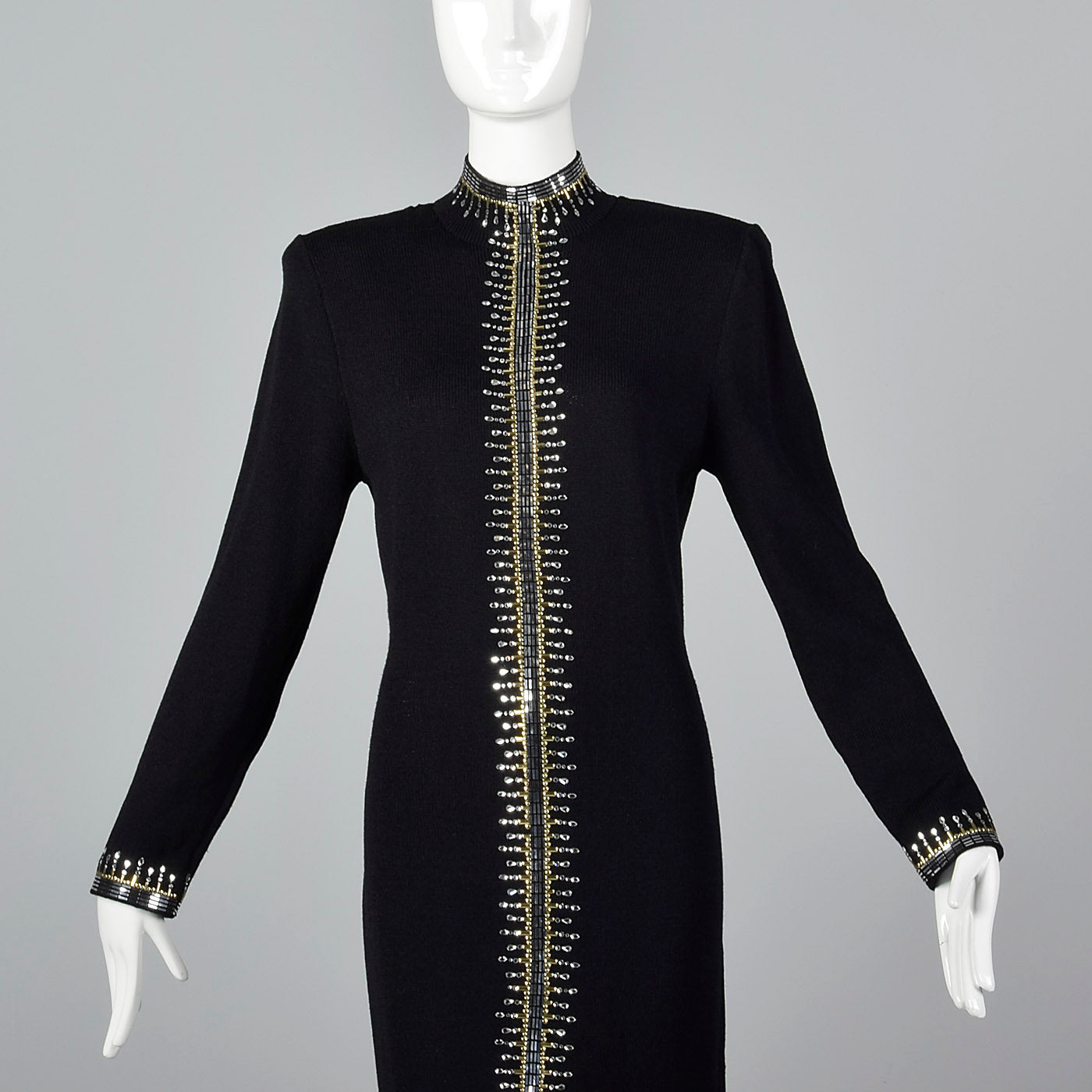 1980s St John Knit Black Evening  Dress