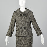 1960s Black and White Boucle Wool Skirt Suit
