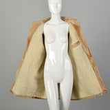 Large 1990s Patchwork Leather Coat with Faux Shearling
