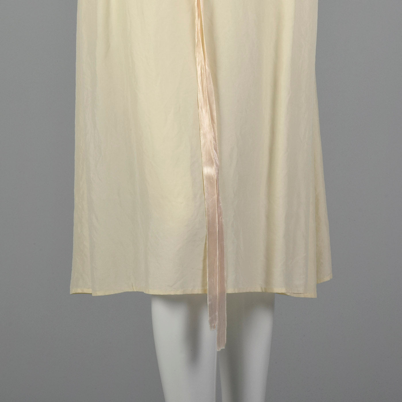 1930s Silk Nightgown with Drawstring Ribbon Waist