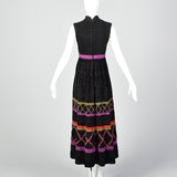 1970s Black Chenille Dress