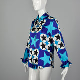 Medium Ellen Tracy 1990s Silk Star Print Blouse