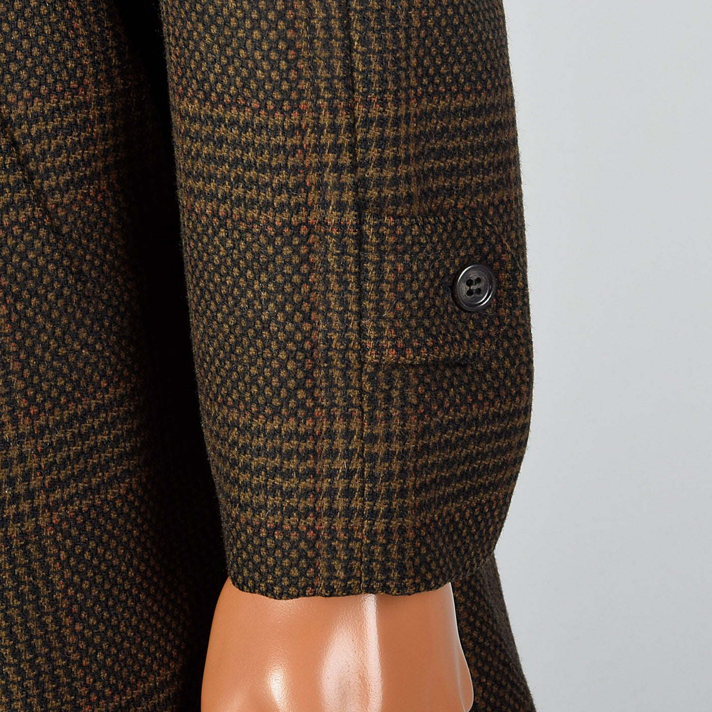 1970s Mens Brown Plaid Coat