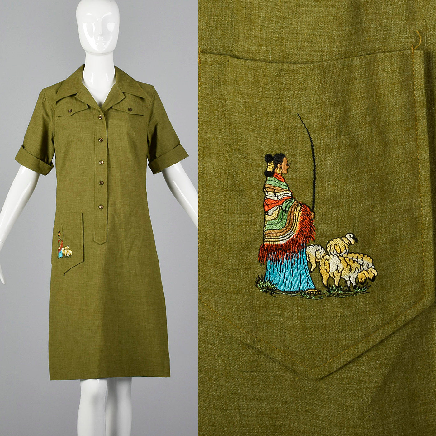 1960s Deadstock Novelty Sheepherder Dress