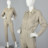 1980s St John Knit Cozy Gray Cashmere Jumpsuit