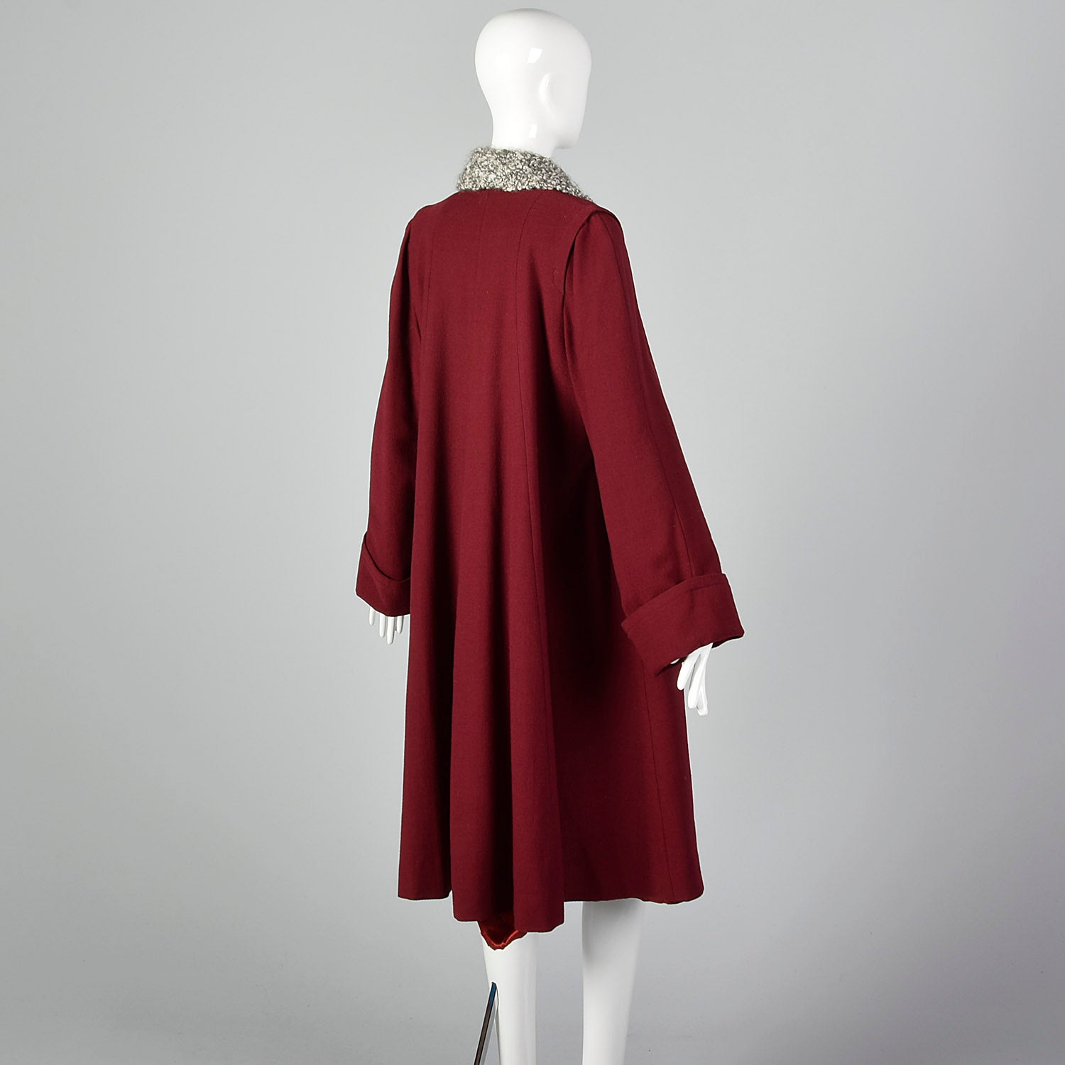 XL 1940s Burgundy Swing Coat