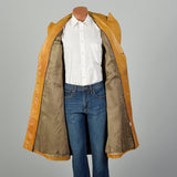 Medium 1970s Trench Coat Mustard Leather Overcoat
