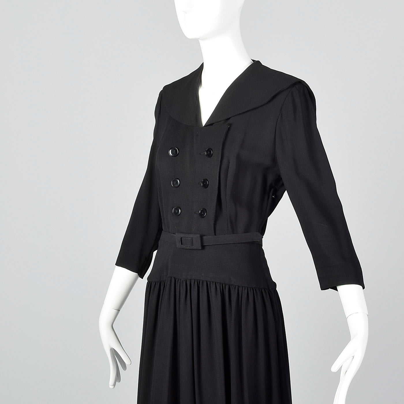 Small 1950s Black Drop Waist Dress