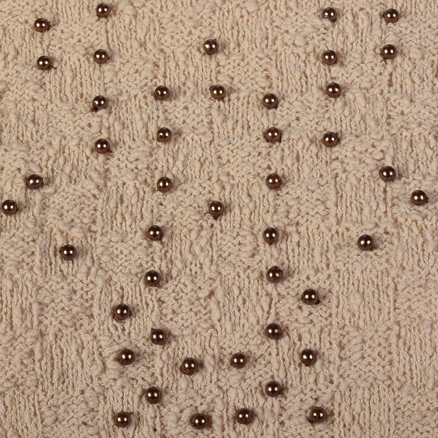 1940s Taupe Knit Dress with Beaded Bust