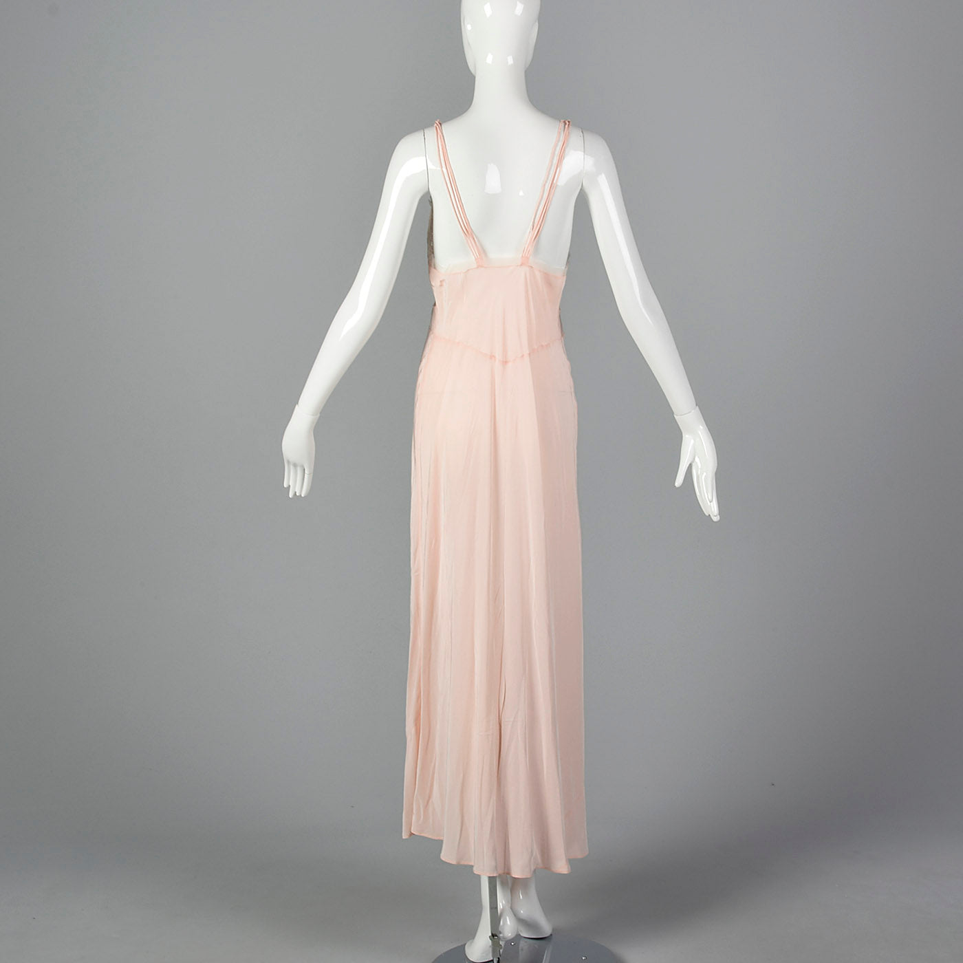 1940s Pink Rayon Nightgown with Lace Detail