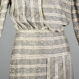 Small Galanos 1970s Striped Geometric Silk Dress