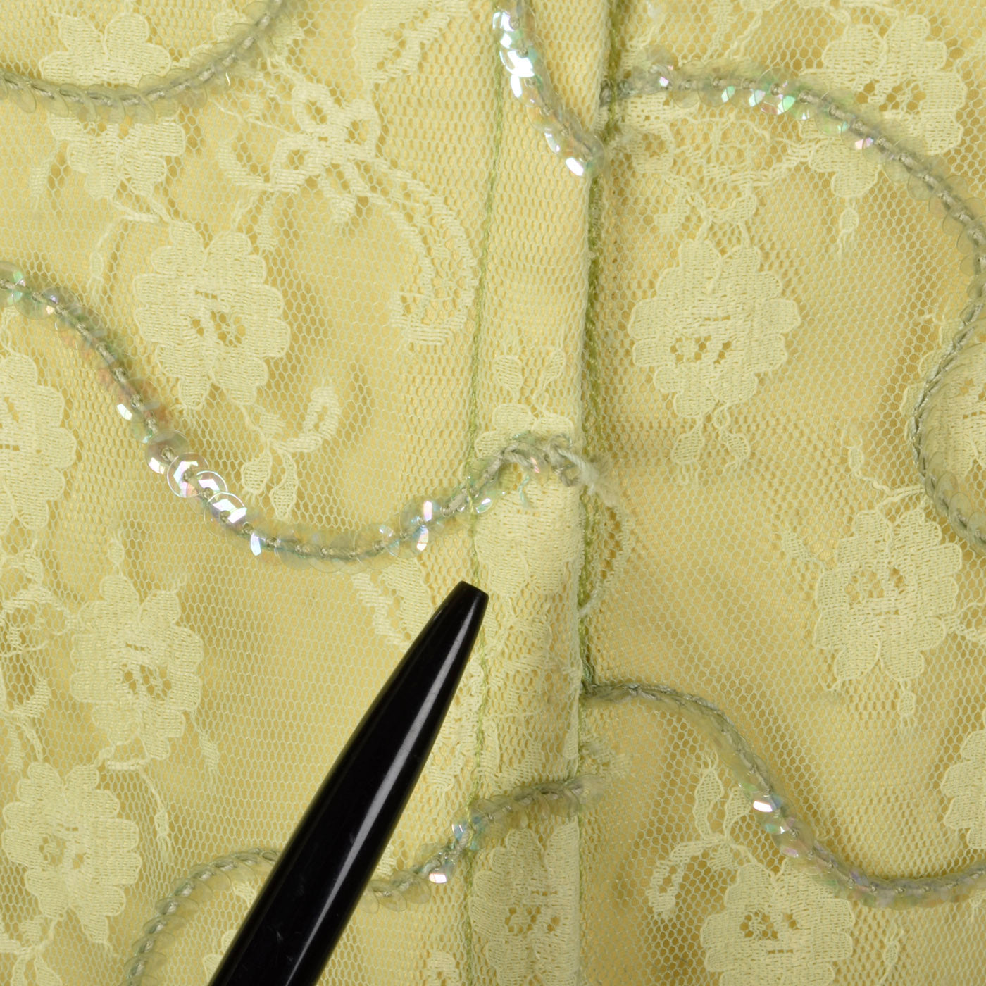 1960s Green Lace Overlay Dress with Sequins