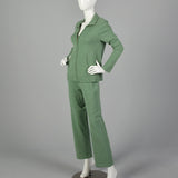 Small 1990s Green Cashmere Two Piece Set Pants and Jacket