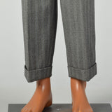42L 1940s 2pc Suit Grey Herringbone Twill Double Breasted Peak Lapel