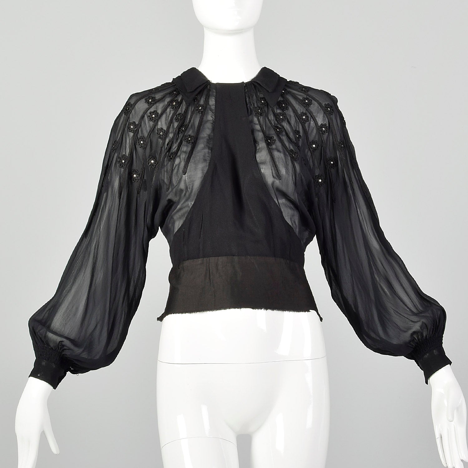Medium 1930s Sheer Black Shirt