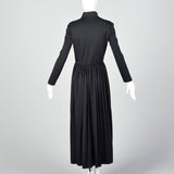 Small 1970s Black Zip Front Maxi Dress