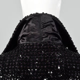 XS 1970s Black Sequin Trench Coat