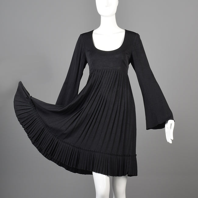 1990s Nicole Miller Black Babydoll Dress
