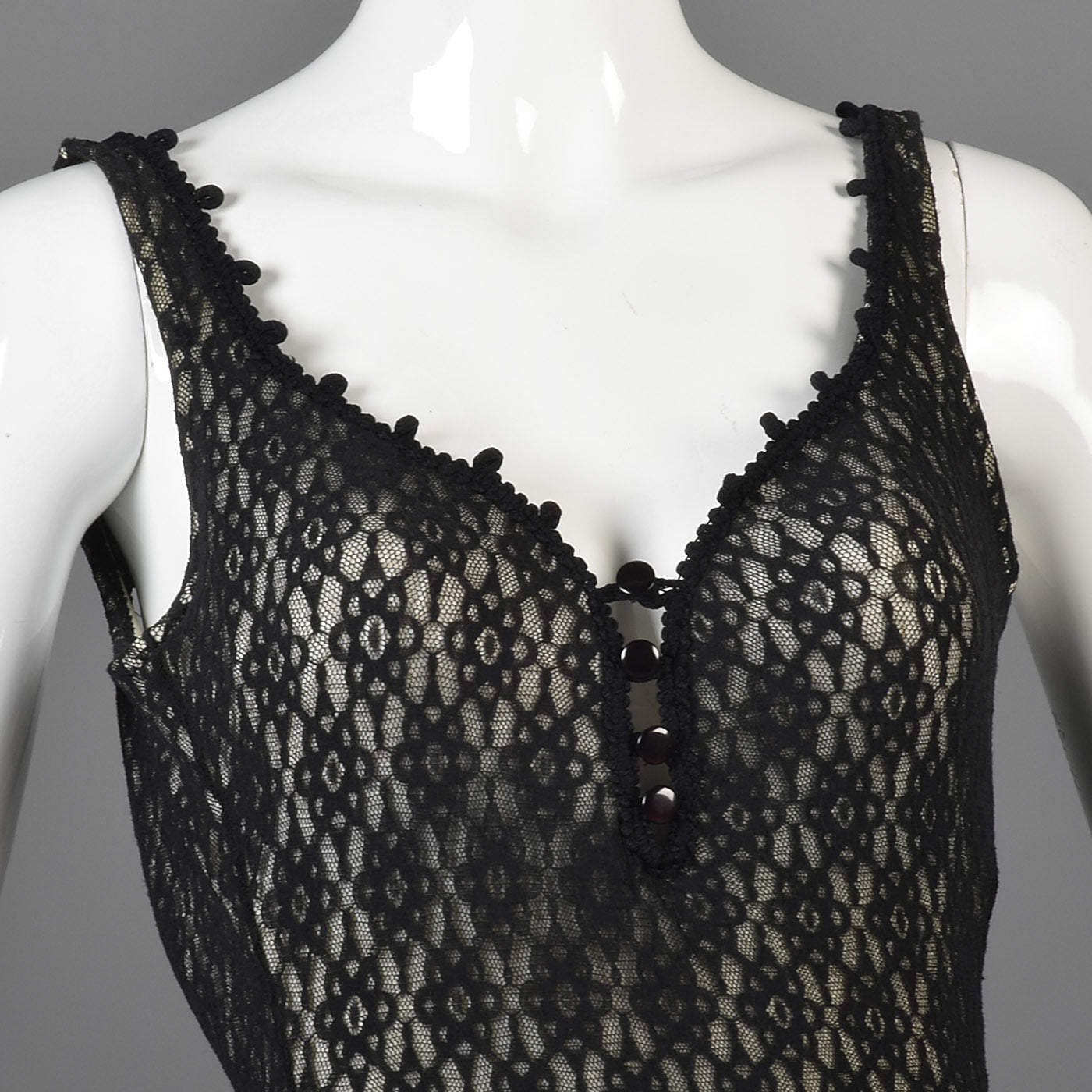 1950s Black Lace Illusion Swimsuit