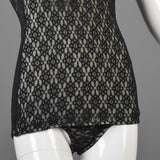 1950s Black Lace Illusion Swimsuit