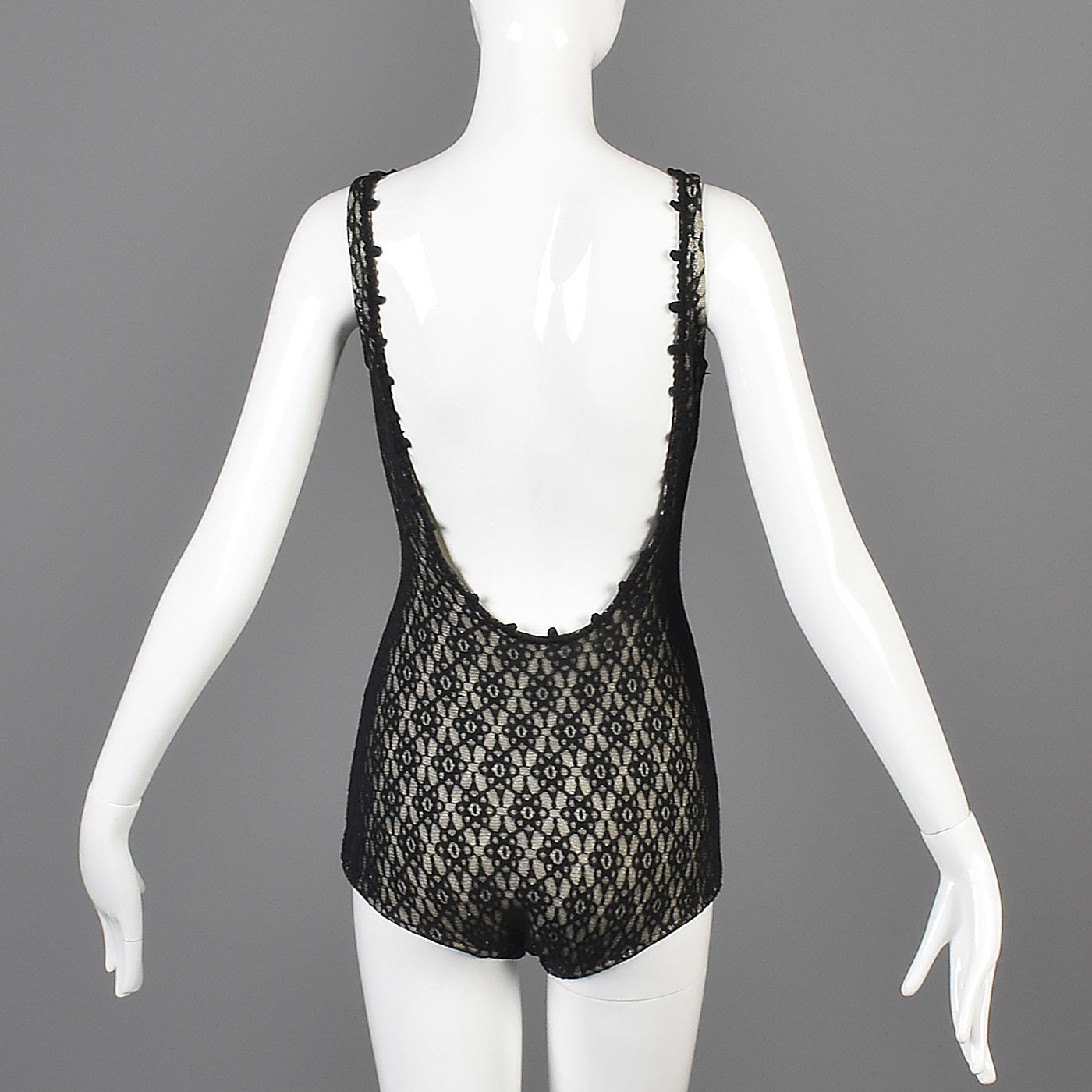 1950s Black Lace Illusion Swimsuit