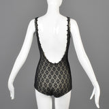 1950s Black Lace Illusion Swimsuit