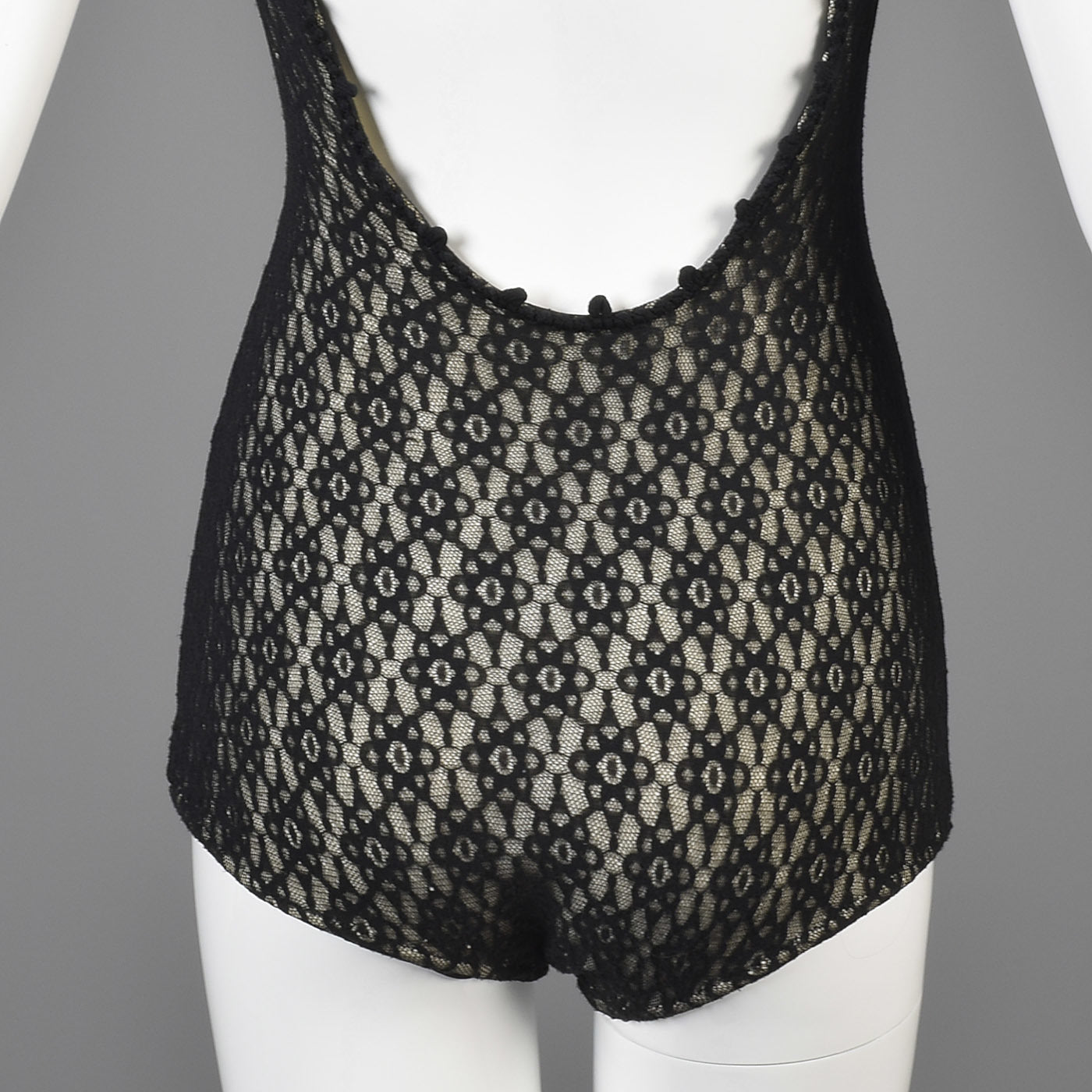 1950s Black Lace Illusion Swimsuit