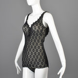 1950s Black Lace Illusion Swimsuit