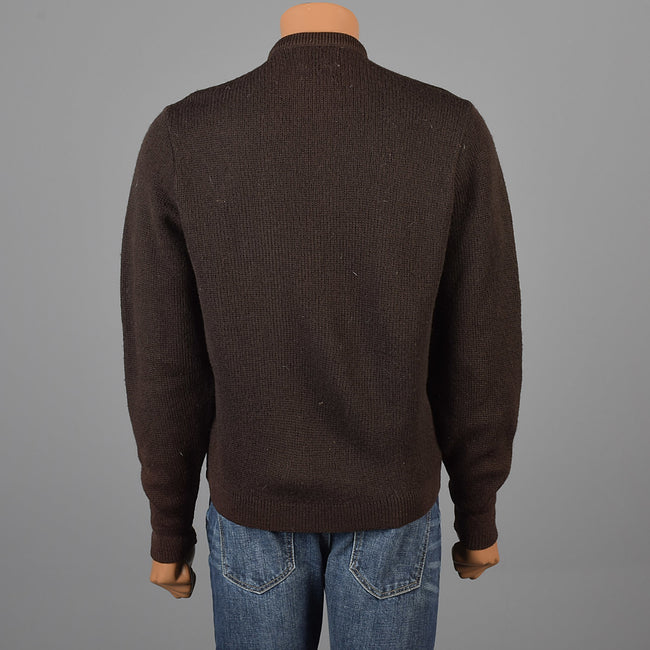 1960s Men's Suede Leather & Wool Knit Pullover Sweater