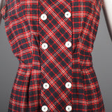 1950s Red Plaid Party Dress with Red Bow