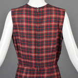 1950s Red Plaid Party Dress with Red Bow