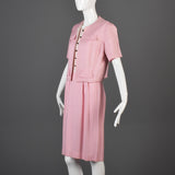 1960s Pink Stripe Dress and Jacket Set