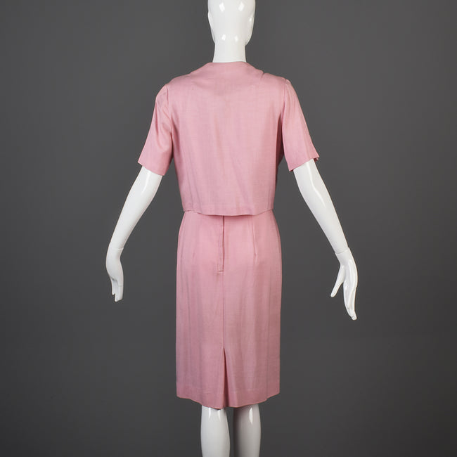 1960s Pink Stripe Dress and Jacket Set