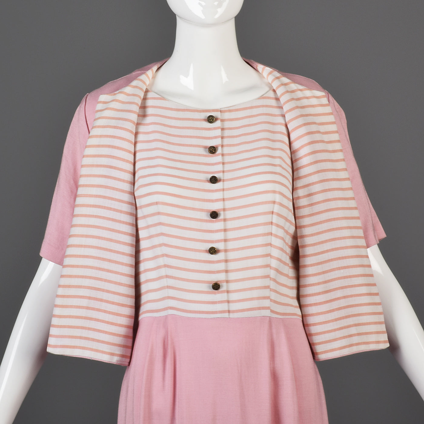 1960s Pink Stripe Dress and Jacket Set