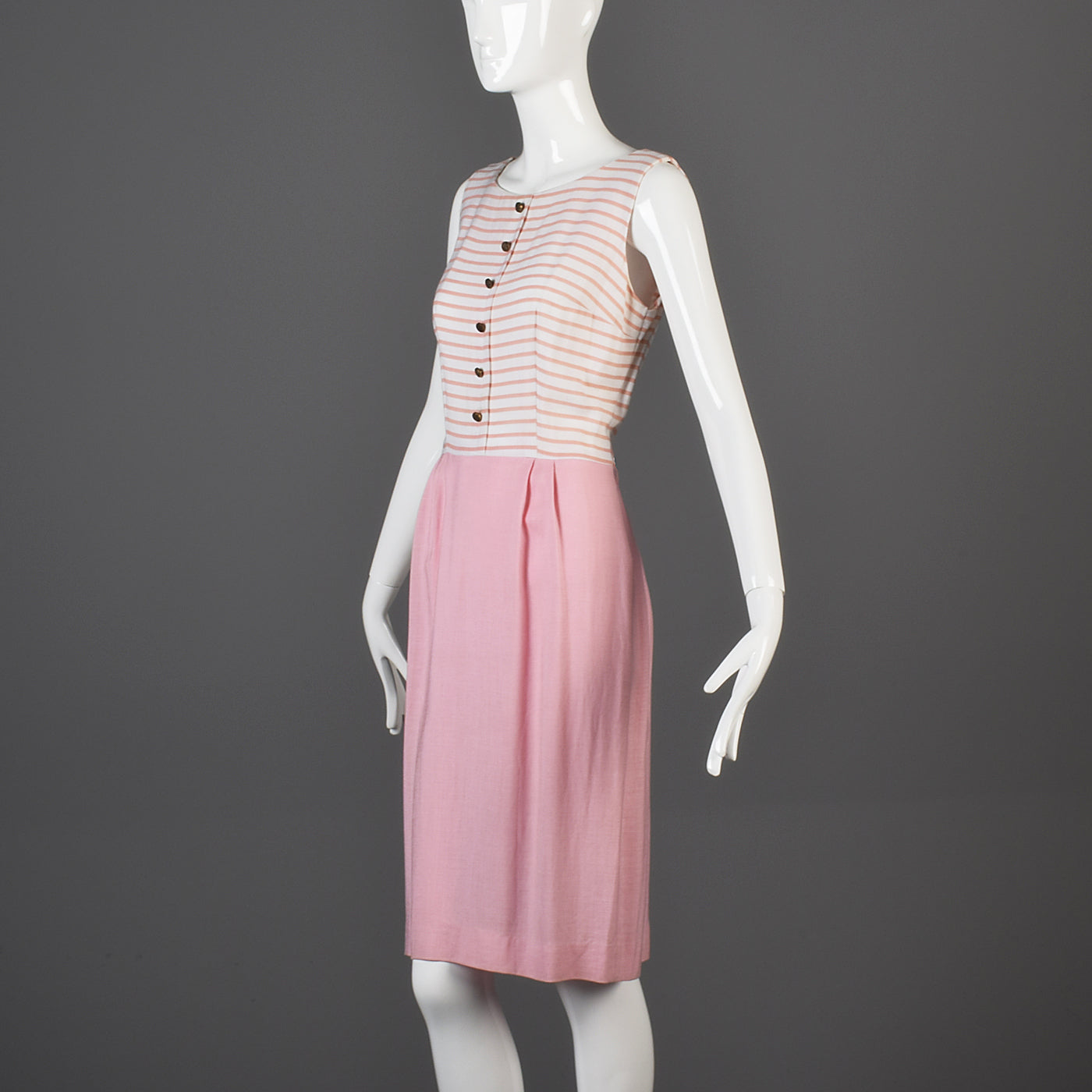 1960s Pink Stripe Dress and Jacket Set