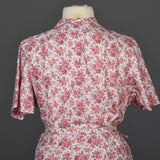 1950s Cotton Day Dress with Red Floral Print