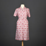 1950s Cotton Day Dress with Red Floral Print