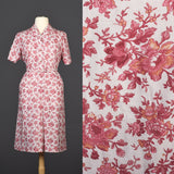 1950s Cotton Day Dress with Red Floral Print