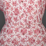 1950s Cotton Day Dress with Red Floral Print