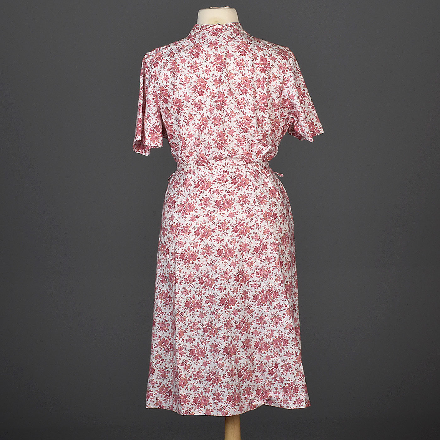1950s Cotton Day Dress with Red Floral Print