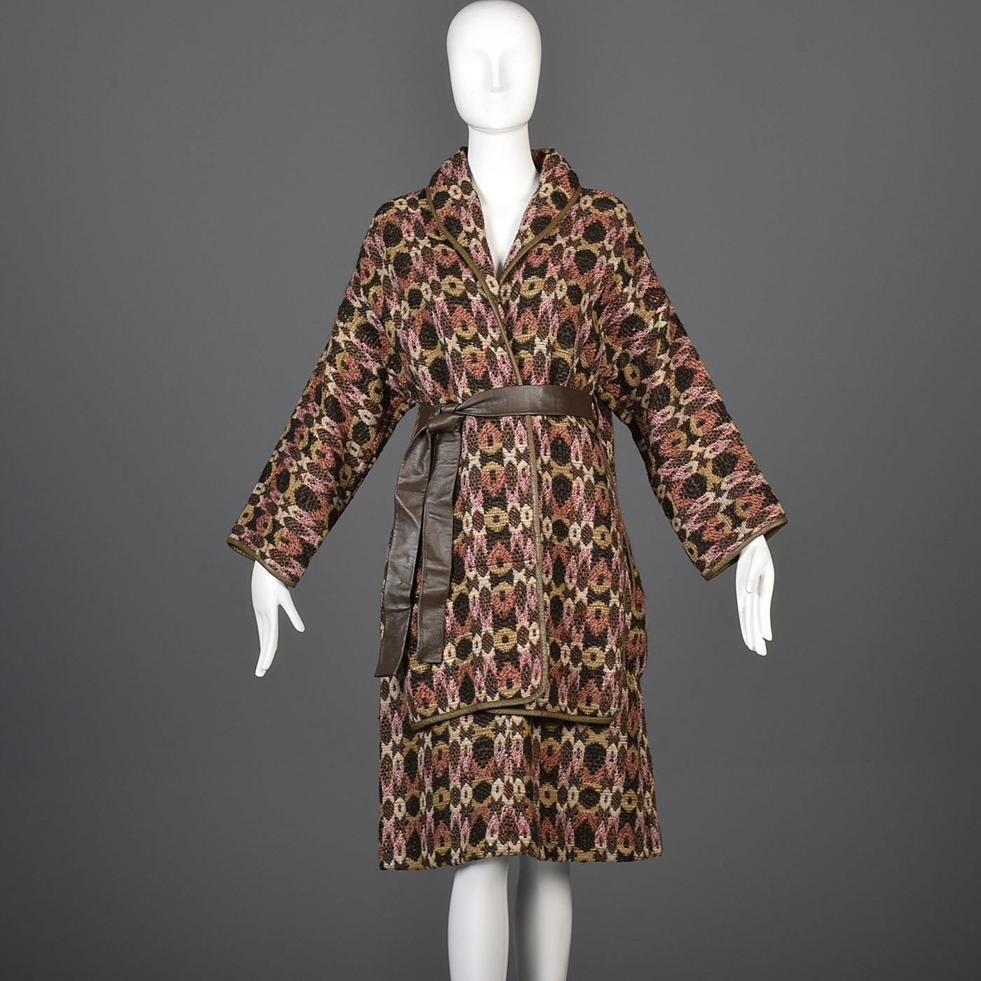 Late 1960s Bonnie Cashin Sills Bohemian Tweed Separates with Leather Trim