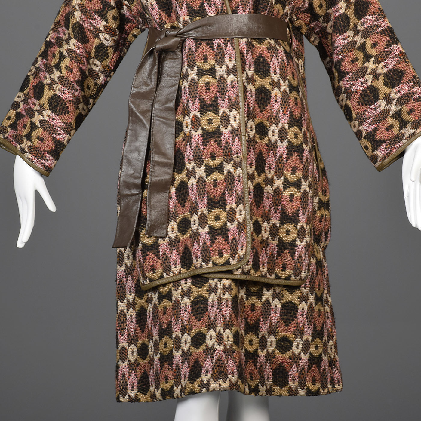 Late 1960s Bonnie Cashin Sills Bohemian Tweed Separates with Leather Trim