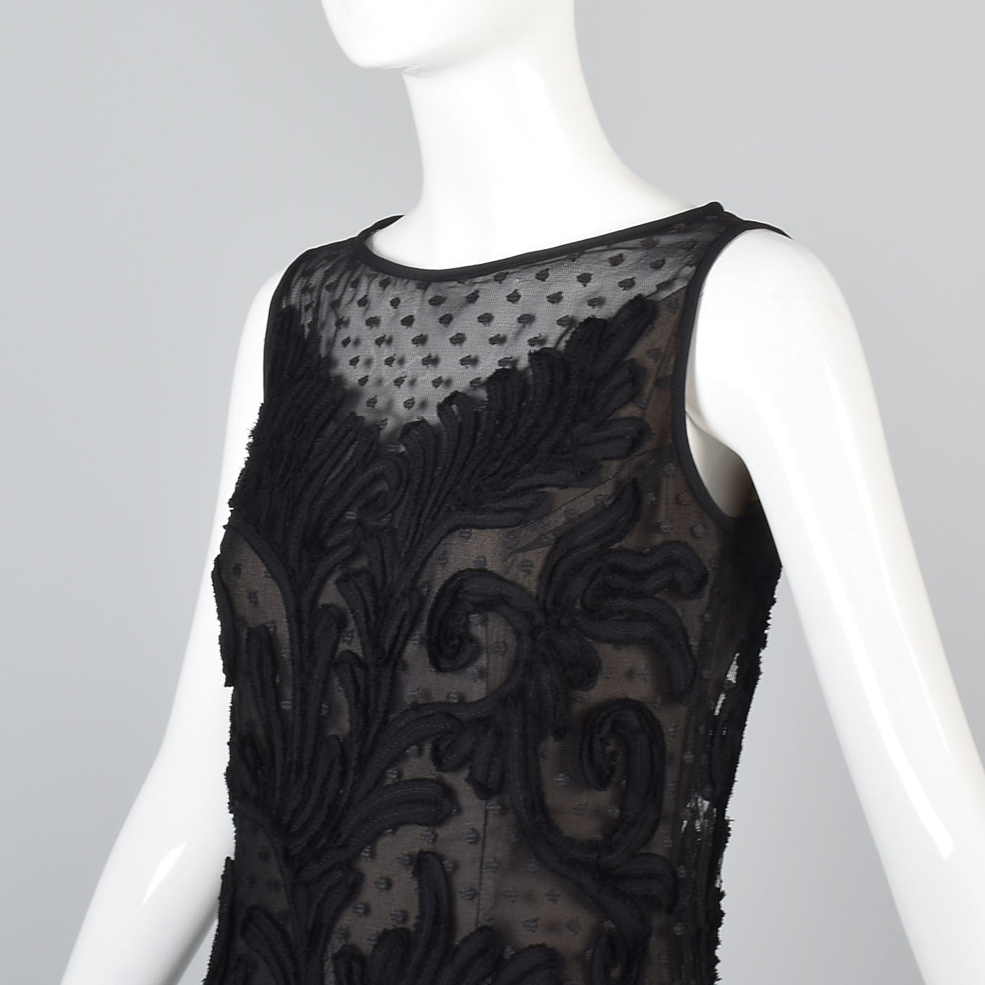 1960s Custom Floor Length Black Evening Dress