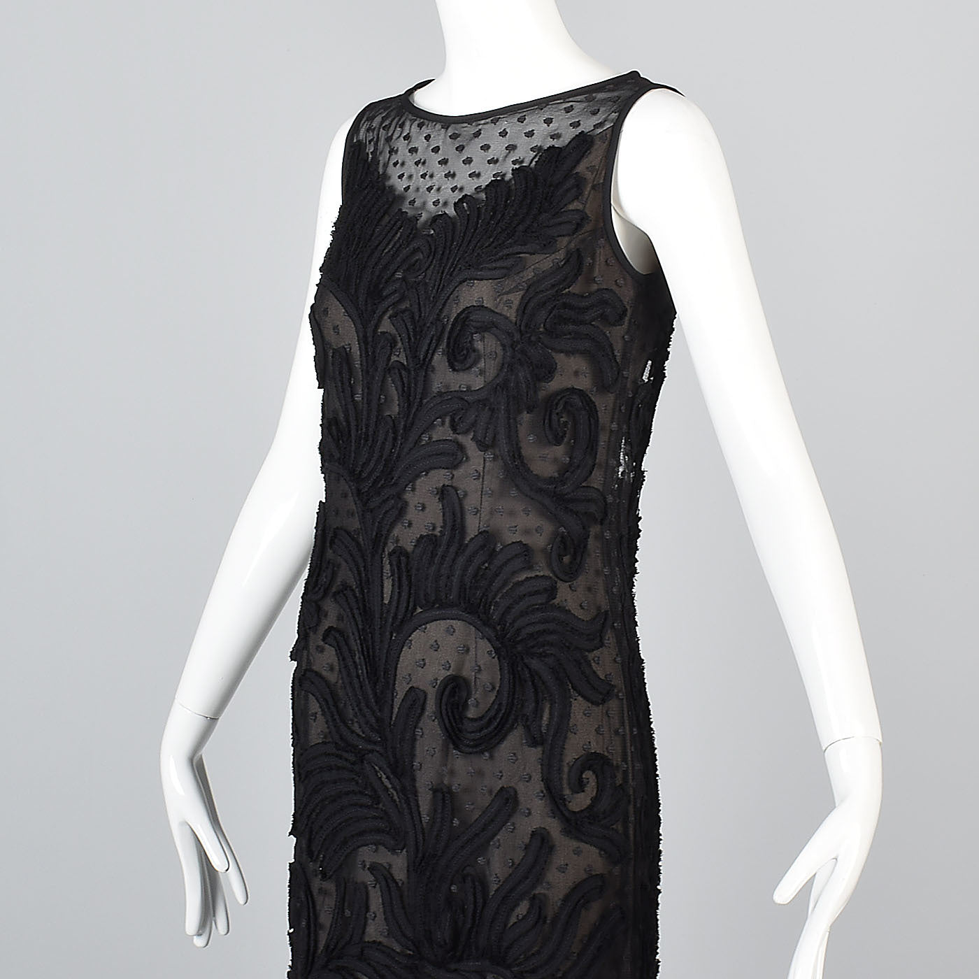 1960s Custom Floor Length Black Evening Dress