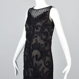 1960s Custom Floor Length Black Evening Dress