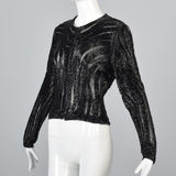Heavily Beaded Black Stretch Mesh Body Con Evening Jacket Sheer with Zebra Stripes