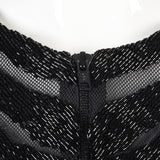 Heavily Beaded Black Stretch Mesh Body Con Evening Jacket Sheer with Zebra Stripes