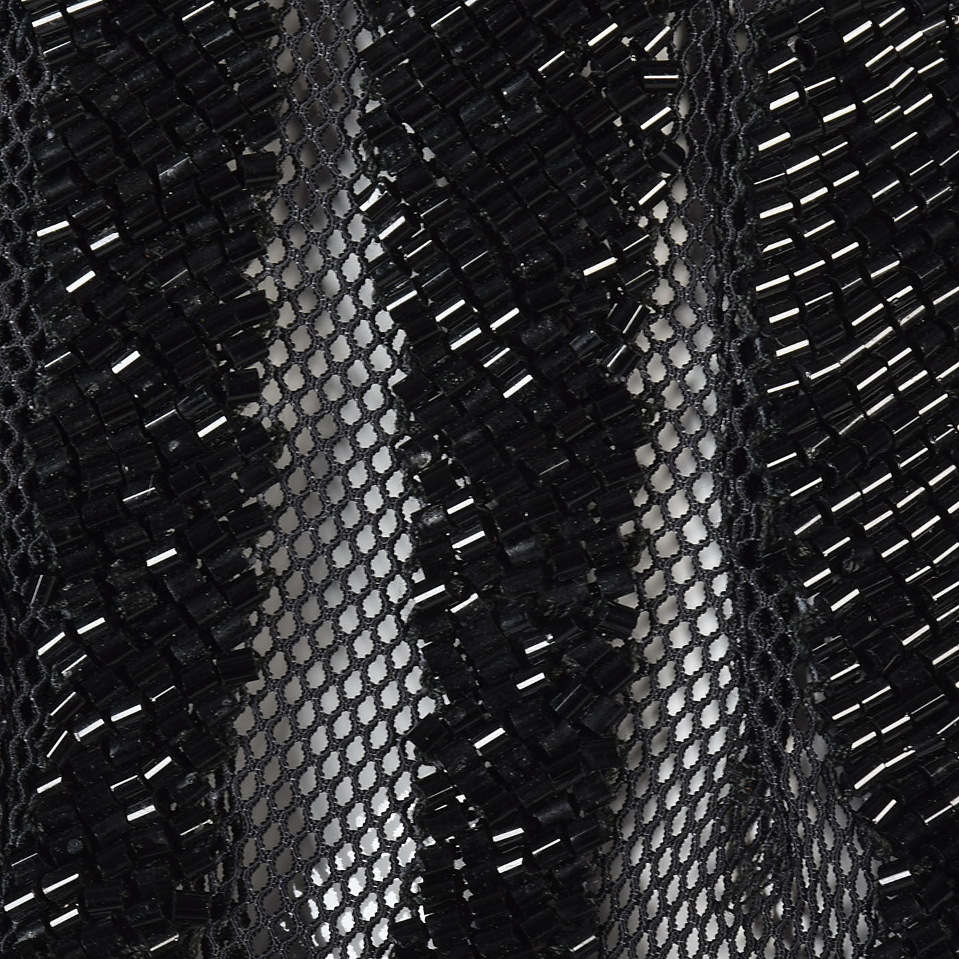 Heavily Beaded Black Stretch Mesh Body Con Evening Jacket Sheer with Zebra Stripes