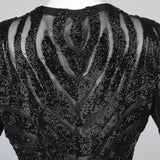 Heavily Beaded Black Stretch Mesh Body Con Evening Jacket Sheer with Zebra Stripes